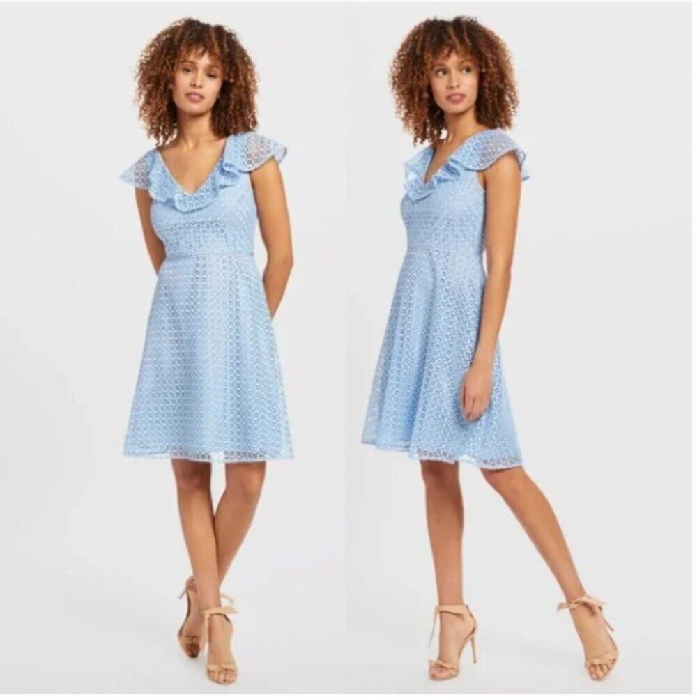 NWT Draper James Collection Blue Lattice A-Line Dress Size 8
